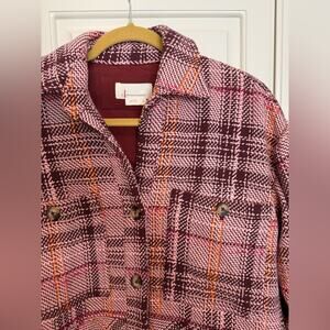 Anthropologie Women's Hudson Plaid Shirt Jacket Shacket Size Small Purple Pink